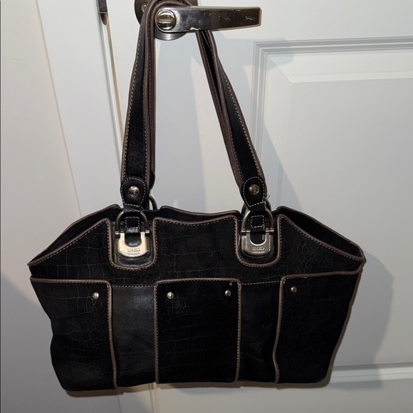 Enzo Angiolini Elegant Leather/Suede Black Tote Bag - Picture 1 of 5